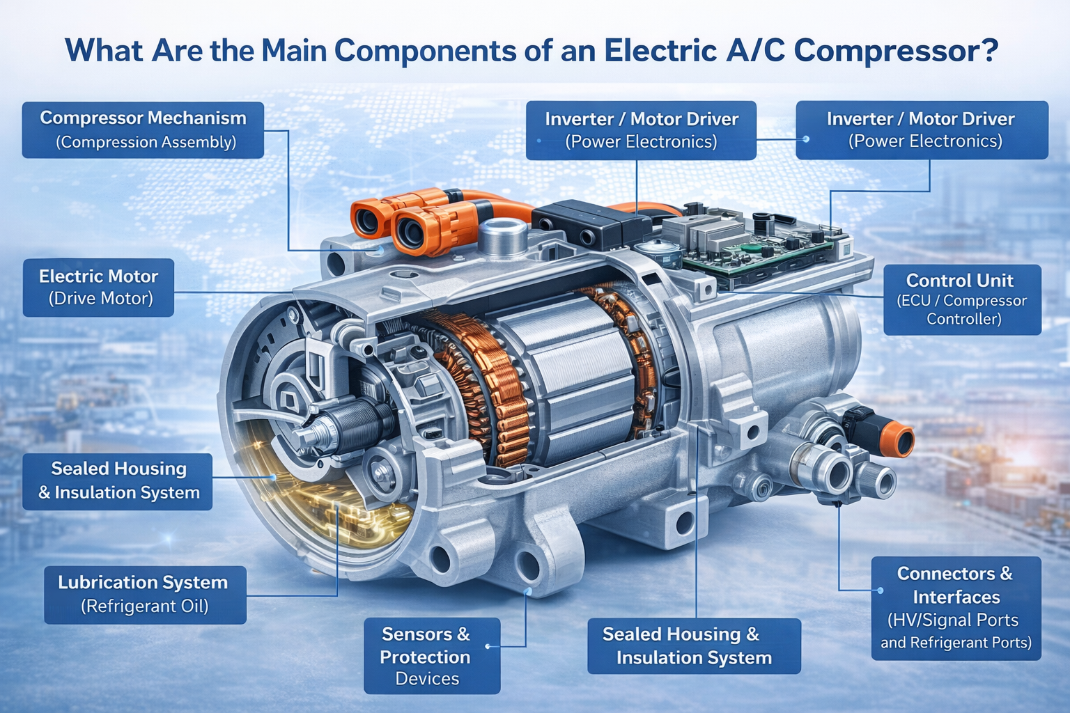 What Are the Main Components of an Electric A/C Compressor?